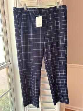 Liverpool Navy Windowpane Plaid Trousers